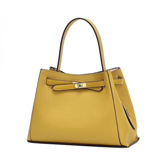 Large dark yellow leather bag